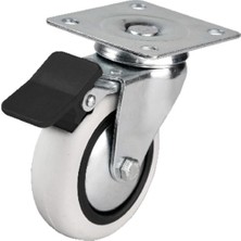 Nuveden Hts 353 - 75X25 mm Pvc Makaralı Tablalı Frenli Teker 4 Adet DIE-RSTG34