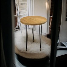 Mobilyacın Masif Panel Ahşap Yan Sehpa Firkete Ayaklı