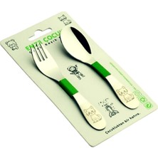 Anka Emze 2'li Mama Çatal Kaşık Kedi Desenli