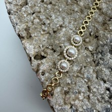 Mare Accessories Inci ve Taş Detaylı Gold Çelik Bileklik