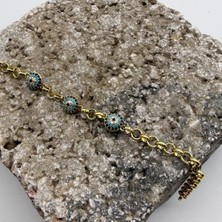 Mare Accessories Nazar Boncuk Detaylı Gold Çelik Bileklik
