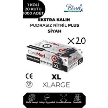 CoreMed Ekstra Kalın Nitril Siyah Plus Muayene Eldiveni XL - 1 Koli 20 Paket 50'li