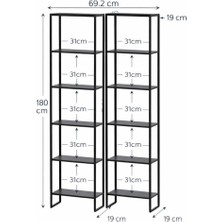 Mobilyacın 2'li 6 Raflı Dekoratif Kitaplık Barok Kitaplık Ofis Kitaplığı Dolap Kitap Rafı