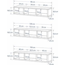 Mobilyacın Dekoratif Raflı Duvar Tv Ünitesi  Üç Bölmeli Barok