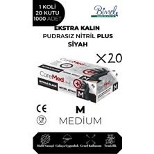 CoreMed Ekstra Kalın Nitril Siyah Plus Muayene Eldiveni M - 1 Koli 20 Paket 50'li