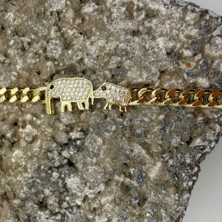 Mare Accessories Fil Figürlü Taş Detaylı Gold Çelik Bileklik