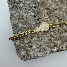 Mare Accessories Taş Detaylı Anne–yavru Fil Gold Zincir Bileklik
