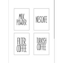4 Adet Transfer Etiket Türkkahvesi/filtrekahve/neskafe/süttozu Sticker Suya Dayanıklı