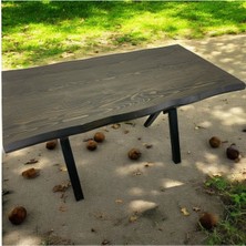 Mobilyacın Cafe Masa Siyah Köknar Kütük Masa x Ayak Siyah