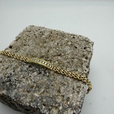 Mare Accessories Baget Taş Detaylı Gold Çelik Bileklik