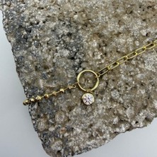 Mare Accessories Halka Detaylı Taş Sallantılı Gold Bileklik