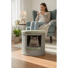Navruz Metal Premium Rattan Yıkanabilir Kedi Evi