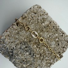 Mare Accessories Oval Taş Detaylı Gold Çelik Zincir Bileklik