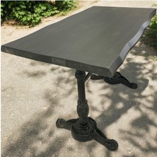 Mobilyacın Cafe Masa Köknar Kütük Masa Siyah Aslan Ayak