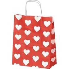 Ambalaj Pazarı Burgu Saplı Beyaz Kalp Kağıt Çanta 25X12X31 cm - 25 Adet