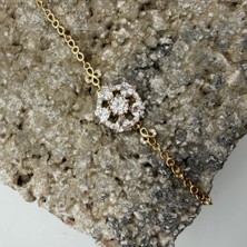 Mare Accessories Işıltılı Taş Detaylı Gold Çelik Bileklik