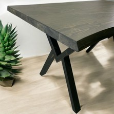 Mobilyacın Cafe Masa Siyah Köknar Kütük Masa x Ayak Siyah