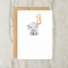 Hsn Doğum Günü Anı Kartları 1 Yaş Erkek Çocuk Zarflı 16 Adet Fil Tema