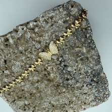 Mare Accessories Taşlı Kelebek Detaylı Gold Zincir Bileklik
