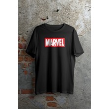 Risil-Nu Company Yeni Sezon Unisex Oversize Siyah Marvel Baskılı T-Shirt