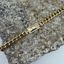 Mare Accessories Çiçek Motifli Işıltılı Gold Bileklik