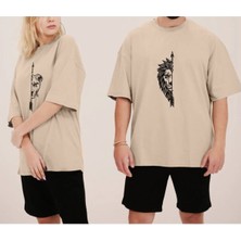 Risil-Nu Company Yeni Sezon Dişi Aslan ve Erkek Aslan Baskılı Sevgili Kombini Oversize T-Shirt 2'li