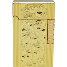 Als Dupont Tarzı Lüks Metal Gazlı Çakmak – Altın / Gümüş / Siyah Renk Seçenekli, Kabartma Desenli Premium Model