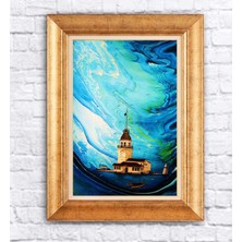 Giyense Altın Çerçeveli Paspartulu Manzara Tablo N874