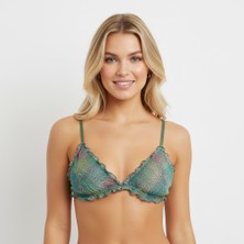 Bonbon Kadın Transparan Tül Fırfırlı Balensiz Desteksiz Sütyen ve Transparan String Külot 2'li Takım BB2269
