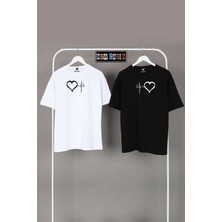 Risil-Nu Company Unisex Siyah-Gri Oversize Çift Kombinleri 2'li T-Shirt