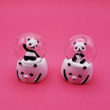 PremiumPort Mini Panda Kar Küresi, Işıklı Masa ve Gece Lambası, 7 Cm, Hediye Seçeneği