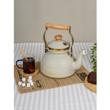 UltraMint Şık Bej Emaye Demlik ve Indüksiyon Tabanlı Su Isıtıcı Seti