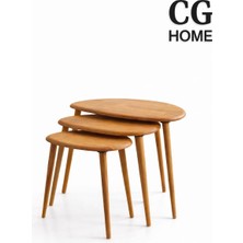 Cg Home Damla Model Iskandinav Masif Kayın 3’lü Zigon Sehpa | Doğal Kayın Panel | Vernikli | Modern Tasarım