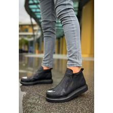 Zapatos CH133 Coccodrillo Erkek Spor Günlük Fermuarlı Cilt Bot Cst - Siyah