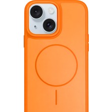 Piyasa Sepeti iPhone 15 MagSafe Destekli Premium Soft Silikon Kılıf Turuncu