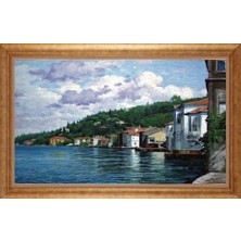 Giyense Altın Çerçeveli Paspartulu Manzara Tablo N930