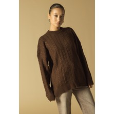 Nisan Triko Saç Örgülü Triko Kazak