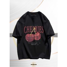 Risil-Nu Company Red Cherries Baskılı Oversize Unisex Tshirt