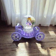 PremiumPort Mor Arabalı Prenses Kar Küresi, Şık ve Büyüleyici Dekoratif Hediye