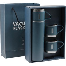 Promopanya Mavi Renk Premium Termos Seti Isim Yazılabilir