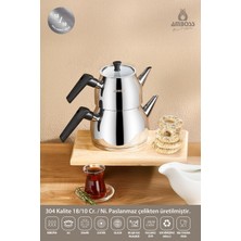 UltraMint Paslanmaz Çelik 4 Parça Çaydanlık Seti, Indüksiyon Uyumlu, Cam Kapaklı