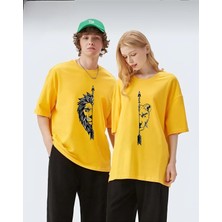 Risil-Nu Company Yeni Sezon Oversize Pamuklu A Kalite Sevgili Çift Kombinleri Aslan Kaplan Tasarım 2 Li Ürün T-Shirt