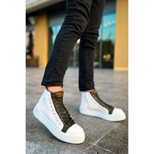 Zapatos CH167 Blazer Erkek Spor Günlük Bağcıklı ve Fermuarlı Cilt Bot Cbt - Beyaz/haki