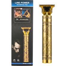 Store Profesyonel Ejderha Desenli Şarjlı Saç Sakal Tıraş Makinesi T-Bıçak 0.1 mm Hassas Kesim Ense Sakal Şekillendirme Makinesi USB Şarjlı Altın Renk Metal Gövde Yüksek Hızlı Sessiz Motor