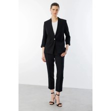 Ekol Kadın Tek Düğmeli Siyah Blazer Ceket 04128