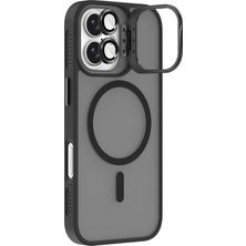 Piyasa Sepeti iPhone 16 StandGuard MagSafe Kılıf + Lens Koruma Mat Siyah