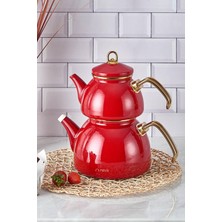 UltraMint Renkli Emaye Demlik ve Fincan Seti, Şık ve Kullanışlı Tasarım