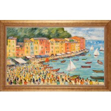 Giyense Altın Çerçeveli Paspartulu Manzara Tablo N1835