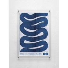 Lamazif Japon Esintili Soyut Mavi Pleksi Tablo | Modern Minimal Duvar Dekoru | 50X70 & 30X40 cm | Sanatsal Poster