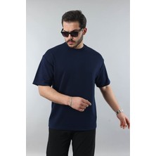 Little Cup Jeans Co Erkek Lacivert Regular Fit Yumuşak Doku Basic Tişört